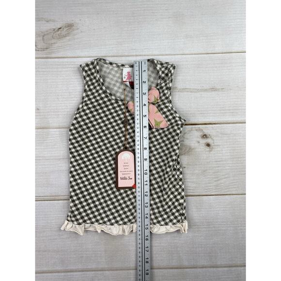 Serendipity By Matilda Jan Tank Top Girls 6 Green Plaid Ruffle Pink Bow NWT - Picture 3 of 6